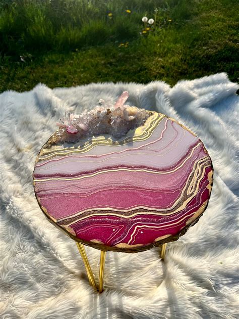 Rose Quartz Crystal Geode Side Table Made to Order - Etsy