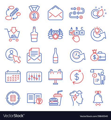 Line icons set included icon as laureate medal Vector Image