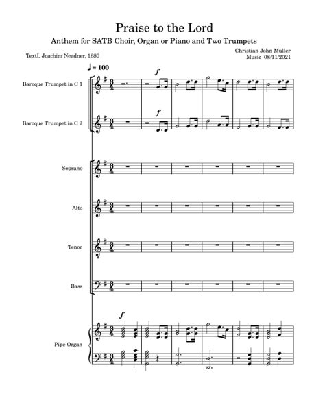 Praise to the Lord Sheet Music | Christian John Muller | SATB Choir