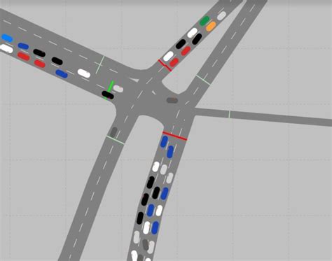 Microscopic simulation of the traffic flow over the intersection under ...