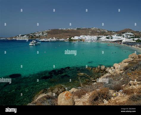 Platys Gialos beach, Mykonos, Greece Stock Photo - Alamy