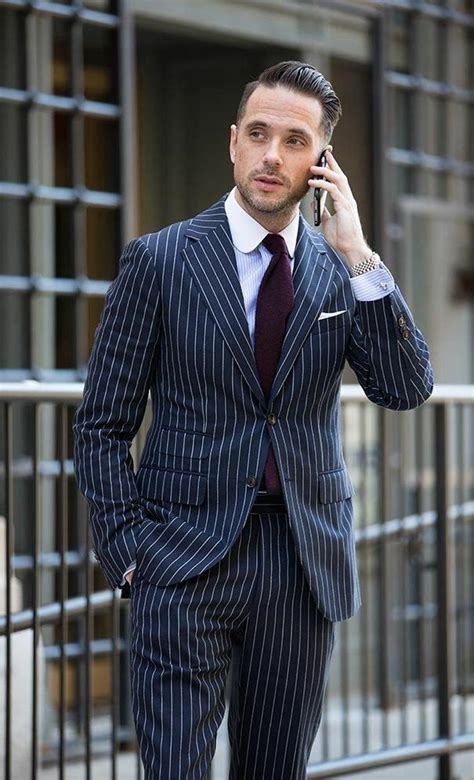 Men Formal Fashion Blue Suit White Stripe 2 Piece Suit - Etsy | Blue ...