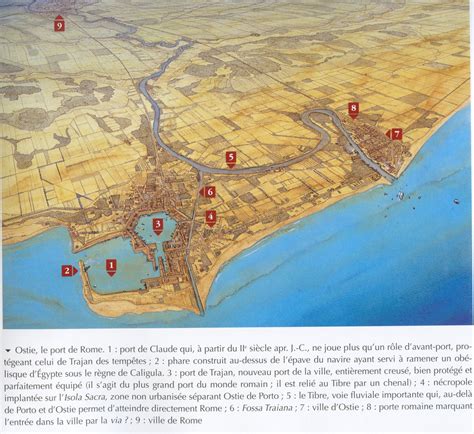 Beautiful reconstruction of both Ostia Antica (right) and the newer port constructed under ...