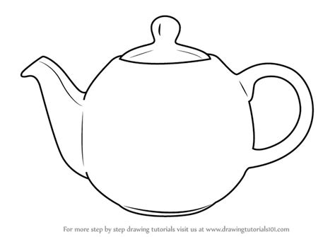 Learn How to Draw a Teapot (Everyday Objects) Step by Step : Drawing Tutorials