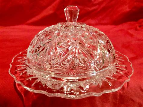 Vintage Cut Crystal Covered Butter Dish