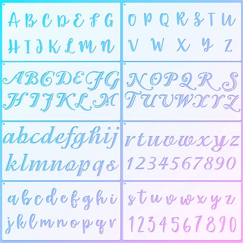 Buy 8 Pieces Calligraphy Letter Number Stencil Reusable Template ...