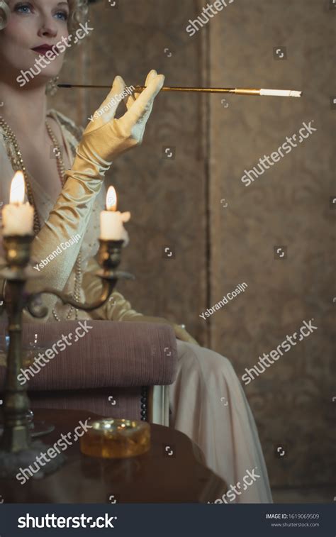 Retro 1920s Fashion Woman Smoking Cigarette Stock Photo 1619069509 | Shutterstock