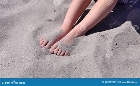 Kids feet in the sand stock video. Video of people, beach - 202582557