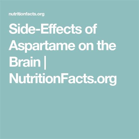 Side-Effects of Aspartame on the Brain | NutritionFacts.org | Diabetes ...