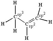 Draw the molecular shape of propene and determine the hybridization of the carbon atoms ...