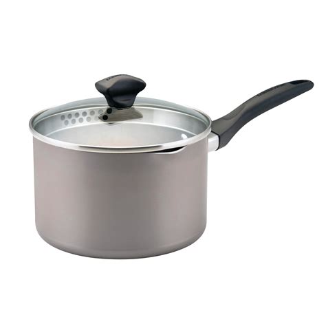 Farberware 3-Quart Nonstick Aluminum Straining Saucepan w/ Pour Spouts - Champagne