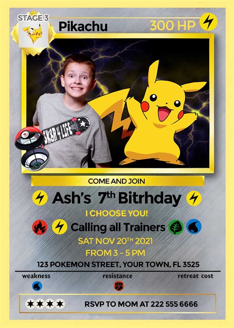 Pikachu Birthday Invitation Template