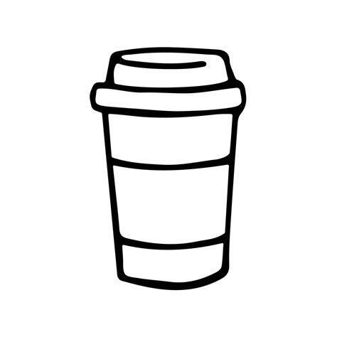 Take away coffee cup icon in doodle style. Vector sign coffee to go. Disposable plastic cup ...