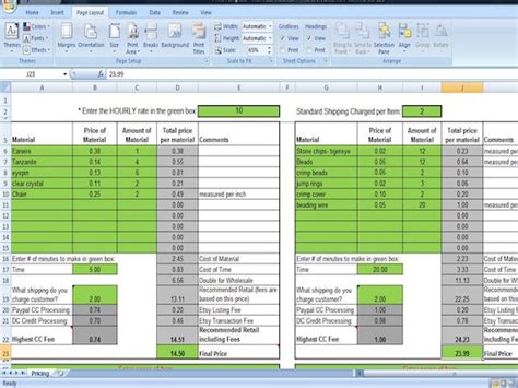 Pricing Template for Etsy Sellers, Excel Spreadsheet includes Etsy ...