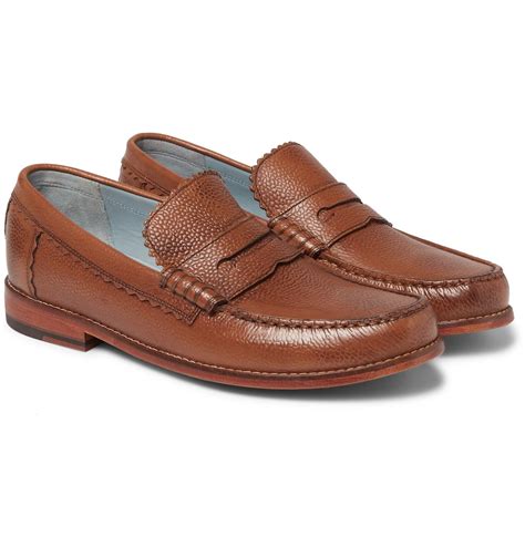 Grenson Ashley Pebble-grain Leather Penny Loafers in Brown for Men - Lyst