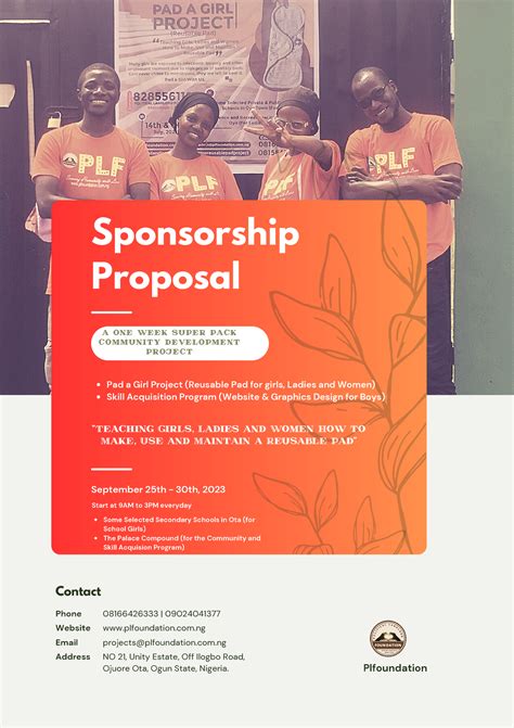 PLF Proposal Final - Sponsorship Proposal Pad a Girl Project (Reusable Pad for girls, Ladies and ...