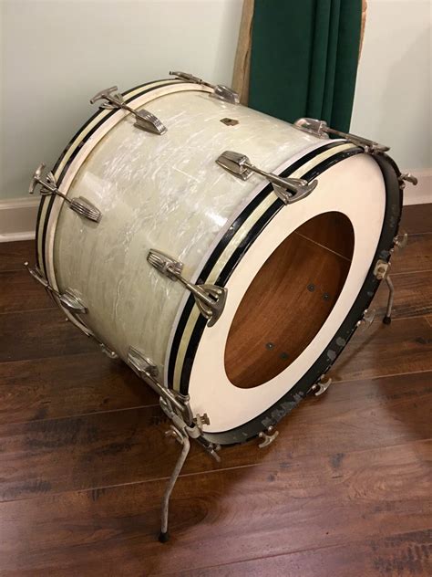 1948-52 WFL Ludwig 14x22 Virgin Bass Drum White Marine Pearl – Drugan's Drums & Guitars