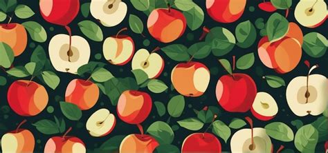 Premium AI Image | apples and leaves pattern background