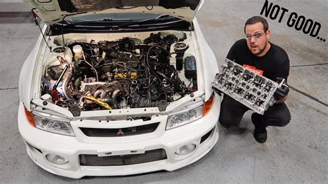 Diagnosing the damage on the evo 5 engine.