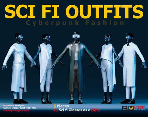 3D model 5 SCI-FI CYBERPUNK OUTFITS and 3 SCIFI GLASSES AS A GIFT VR ...