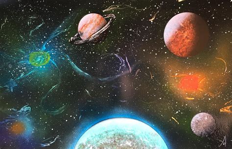 Spray Paint Art Space Solar System Planets and Galaxy's | Spray paint ...