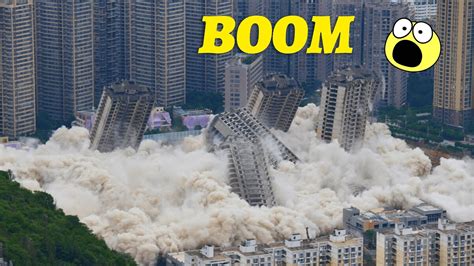 15 Unfinished Buildings Demolished in China in 45 Seconds explosion - YouTube