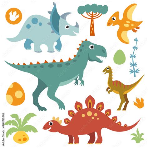 Cute Dino Clipart Stock Vector | Adobe Stock