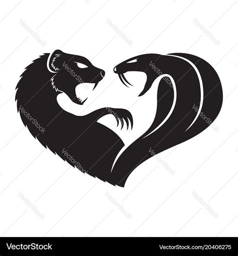 Black mongoose and cobra Royalty Free Vector Image