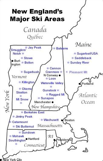 Map of Major New England Ski Resorts