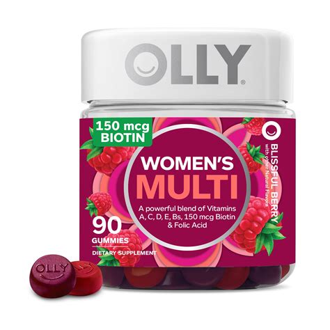 Buy OLLY Women's Multi Gummy, Overall and Immune Support, s A, D, C, E, Biotin, Folic , Adult ...