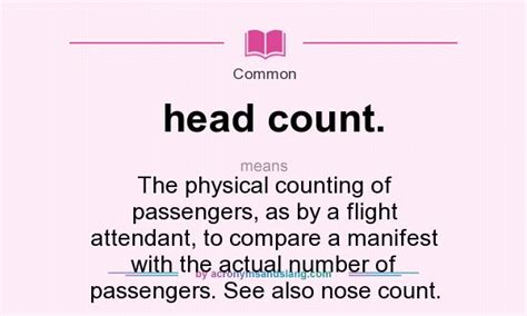 What does head count. mean? - Definition of head count. - head count. stands for The physical ...