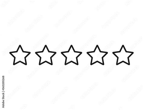 Five stars in black outline design. Success rating set. Quality rank. 5 stars icons. Simple ...