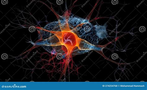 3d Representation Of A Neuron And Its Parts: Dendrite, Nucleus, Soma, Nerve Ending, Axon, Myelin ...