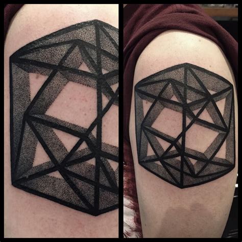 Geometric Tattoo: Tesseract on Joe's Arm