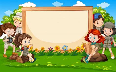 Free Vector | Banner template design with kids in the park | Banner template design, Banner ...