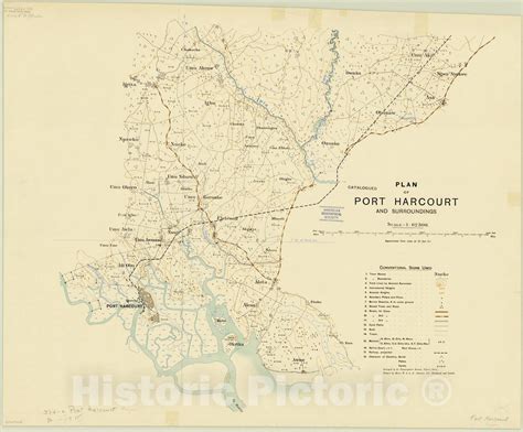 Map : Port Harcourt, Nigeria 1915, Plan of Port Harcourt and surroundings , Antique Vintage ...