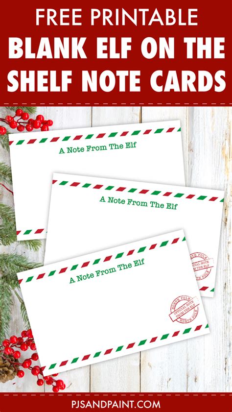 Free Printable Blank Elf on the Shelf Note Cards - Pjs and Paint