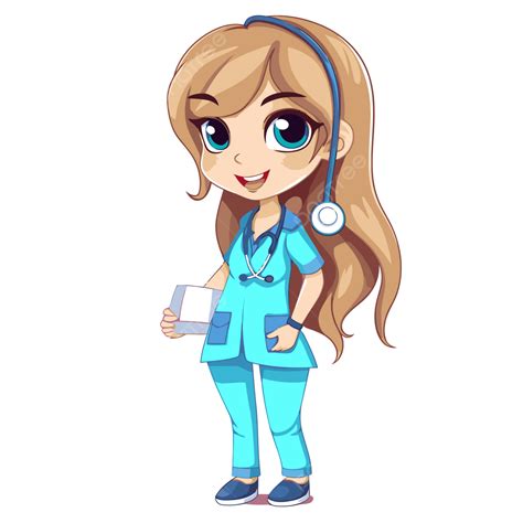 Cute Medical Assistant Clipart Cartoon Girl Doctor In Blue Scrubs Vector, Cute Medical Assistant ...