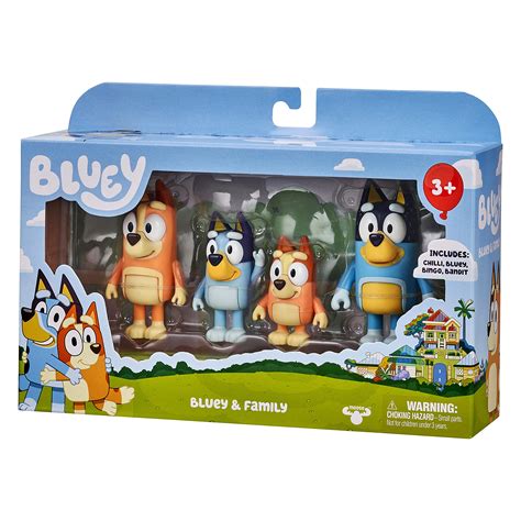 Buy Bluey Family Figurines 4-Pack Set Including Bluey Bingo Chilli and Bandit - Genuine Licensed ...