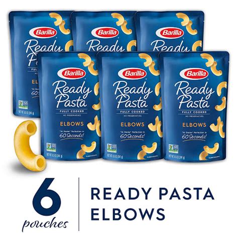 6 Pack of Barilla Ready Pasta, Elbows Pouch Perfect Microwave Pasta Ready in 60 Seconds $5.70 ...