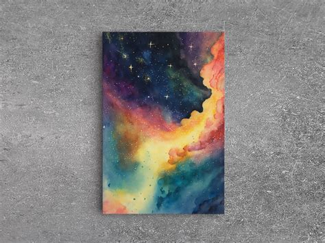 The Rainbow Nebula, Deep Space Art, Framed Canvas Print, Watercolor Painting of Space - Etsy