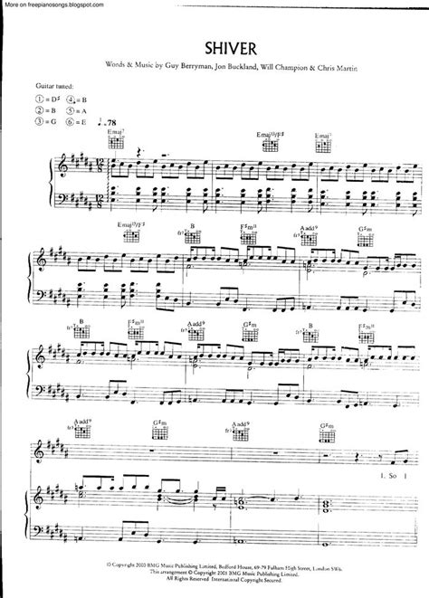 Shiver free sheet music by Coldplay | Pianoshelf