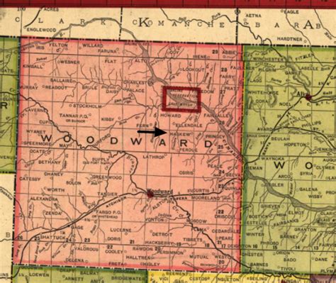 1905 map of woodward county OK | Map, County, Lathrop