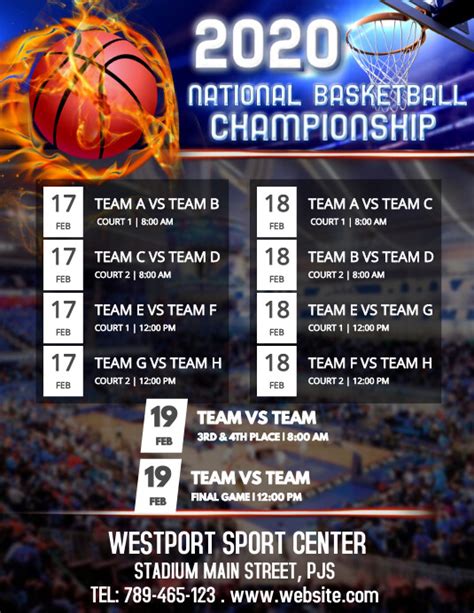 Basketball Championship Schedule Template | PosterMyWall