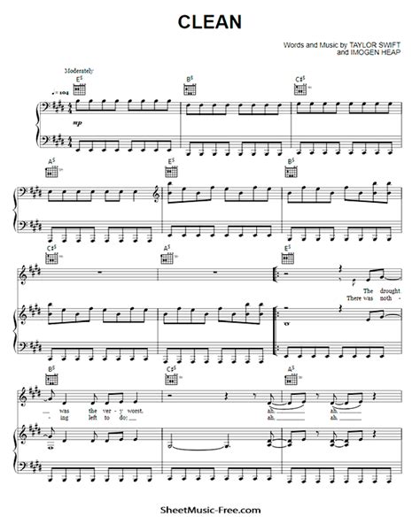 Clean Sheet Music Taylor Swift - ♪ SHEETMUSIC-FREE.COM