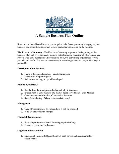 Free Printable Business Plan Sample Form (GENERIC)