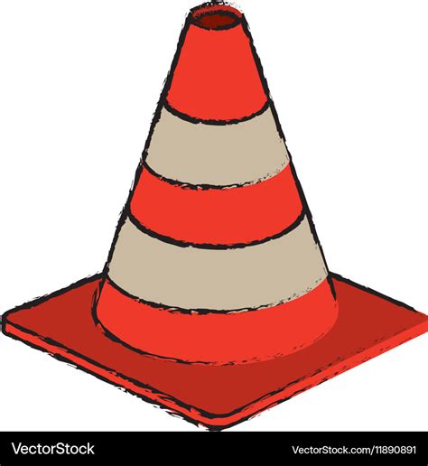 Traffic cone warning sign design drawing Vector Image