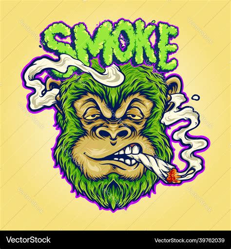 Monkey weed joint smoking a cigarette Royalty Free Vector