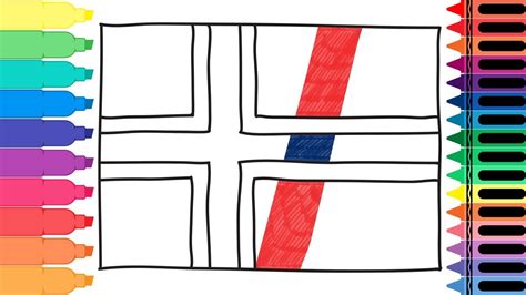 How to Draw Norway Flag - Drawing the Norwegian Flag - Coloring pages for kids | Tanimated Toys ...