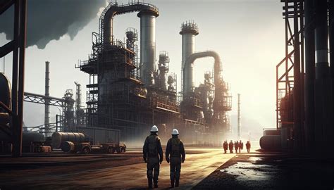 Premium Photo | Workers in the oil field the petrochemical industry and the production of oil ...